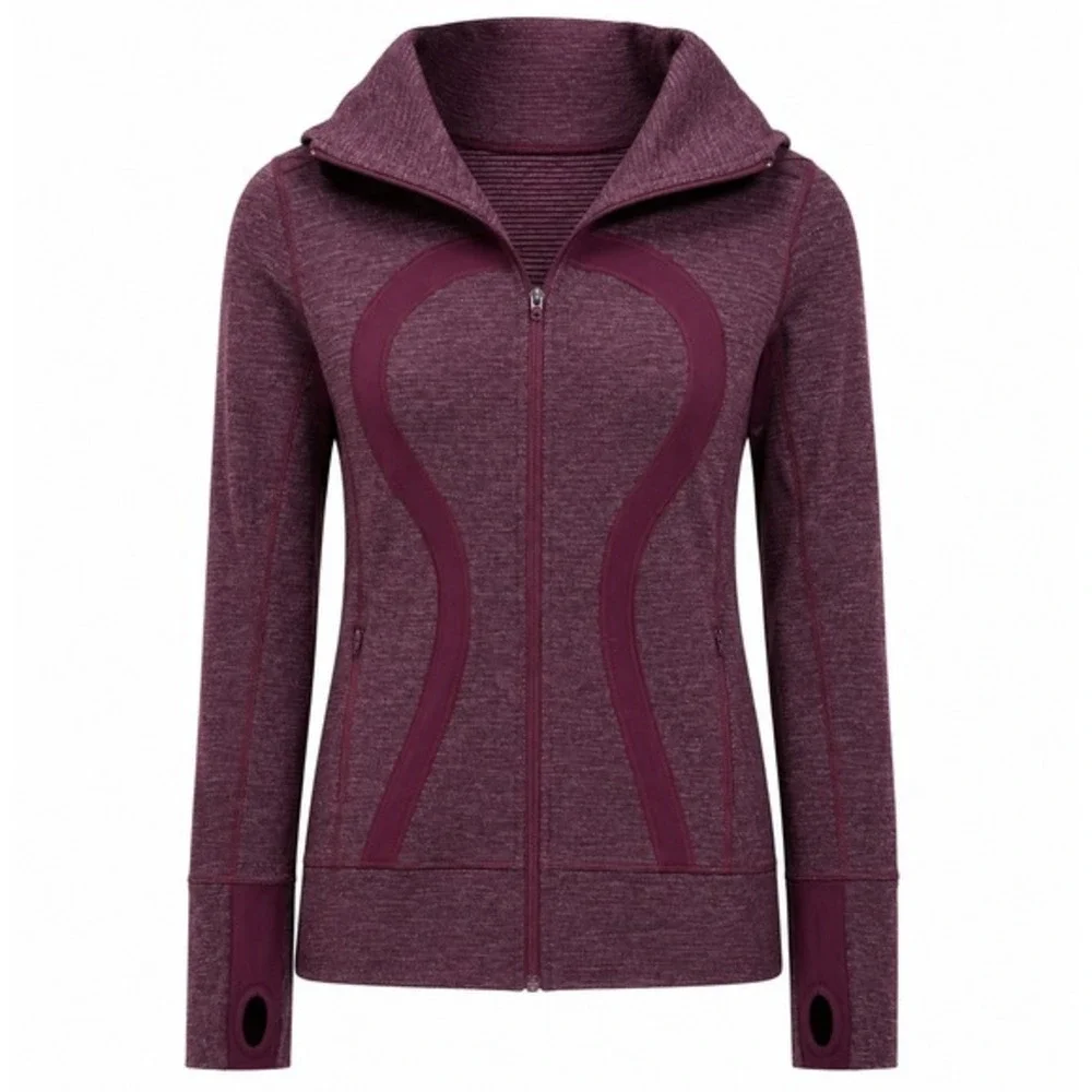 Lululemon Stride Hoodie Jacket Mini Check Pique Heathered Plum Size 8‎